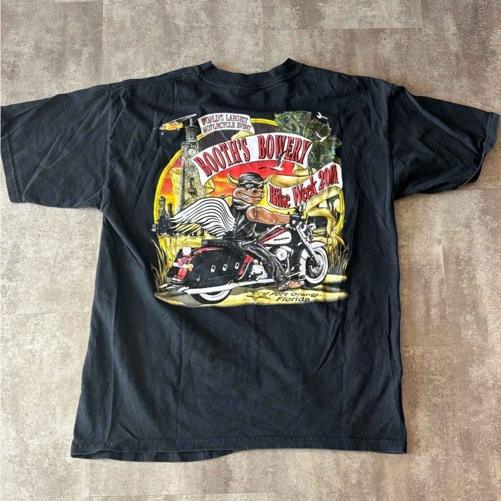 Vintage Booths Bowery 2001 Bike Week Shirt Harley Davidson Men’s Large Black